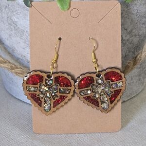 Handmade Resin Glitter Heart Chocolate Box Valentine Earrings